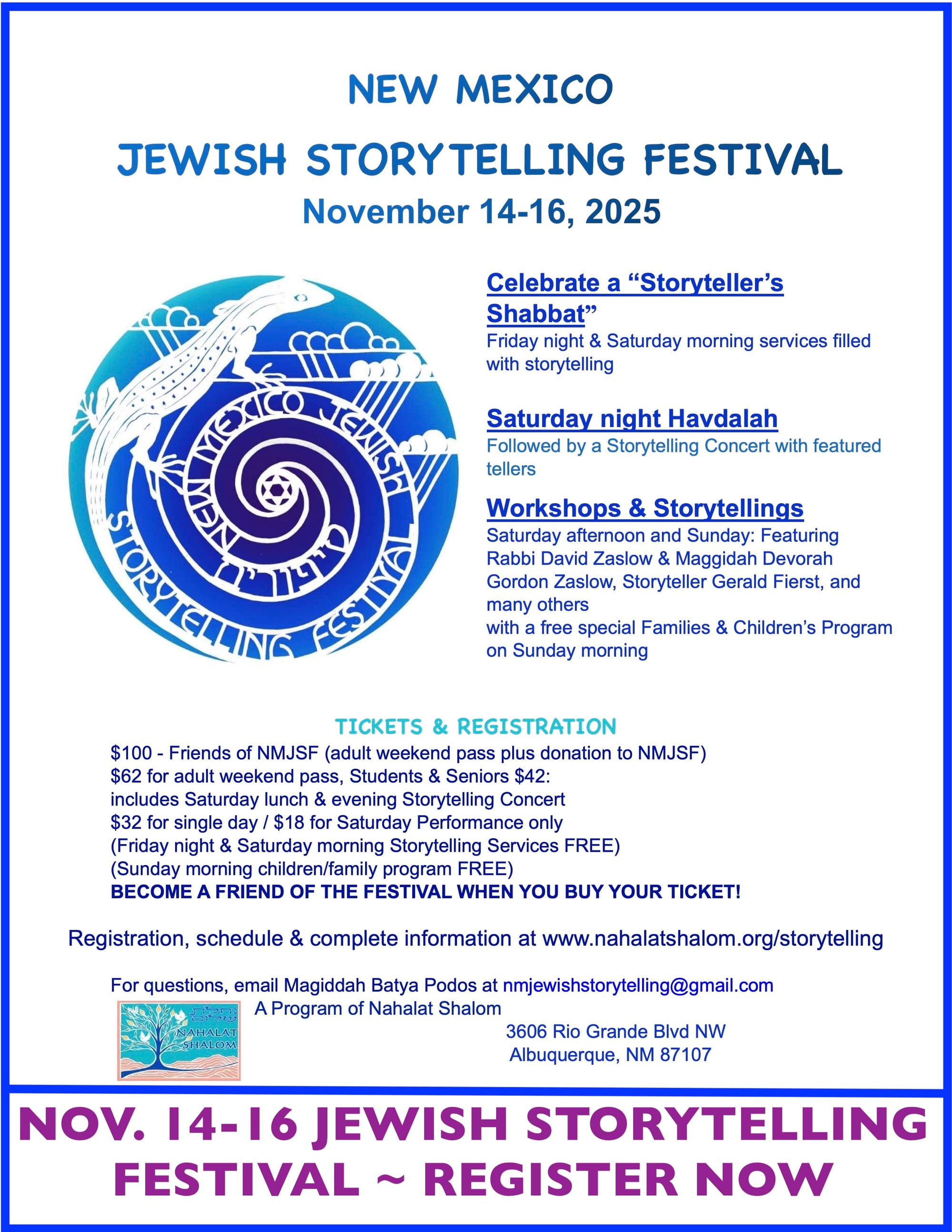 NEW MEXICO JEWISH STORYTELLING FESTIVAL NOV. 14-16, 2025 Albuquerque