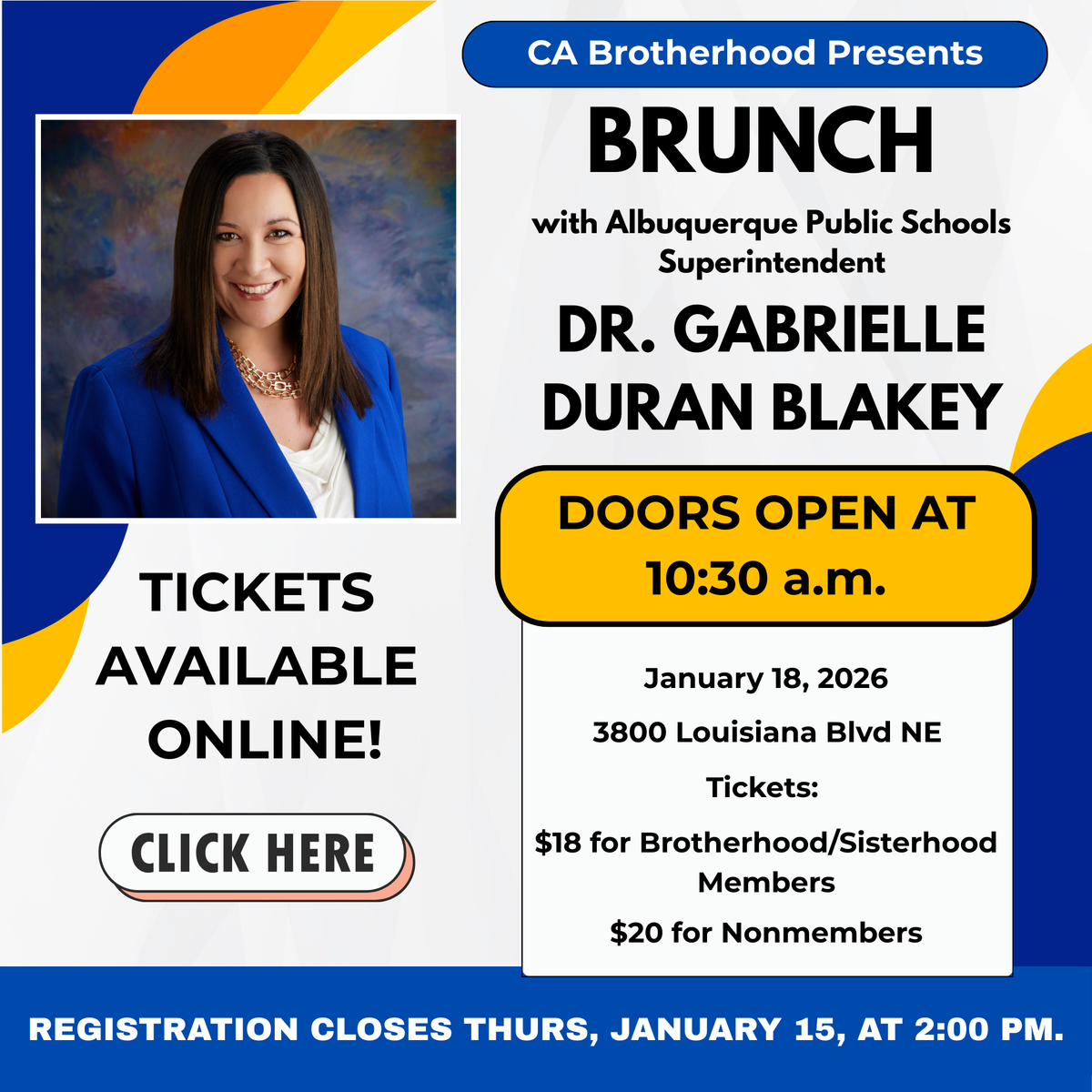 JANUARY 18 BROTHERHOOD BRUNCH ~ PUBLIC SCHOOL SUPERINTENDENT DR. GABRIELLE DURAN BLAKELY
