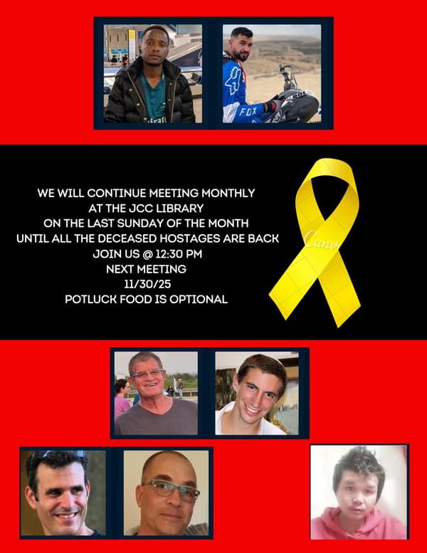 Run for Their Lives ~ Last day of the Month Until all Hostages are Returned  Sunday 12:30 JCC