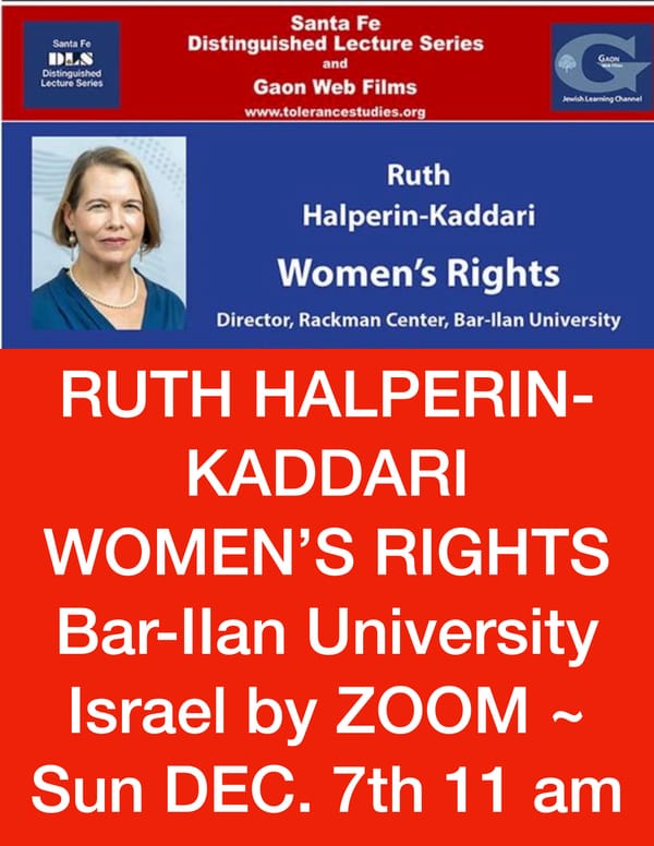 NOV. 23 REMBRANDT and the JEWS Steven Nadler ~ "Yiddish Theater" DEBRA CAPLAN Well worth watching! View Recording now ~ Distinguished Lecture Series ~ INSTITUTE FOR TOLERANCE STUDIES ~ GAON WEB FILMS ~ JEWISH LEARNING CHANNEL